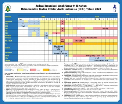 Jadwal Imunisasi IDAI 2020